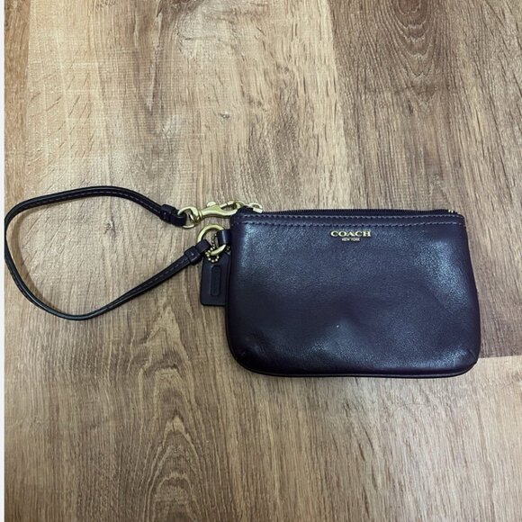 Coach Handbags - Coach Legacy Purple Soft Leather With Gold Women’s Wristlet